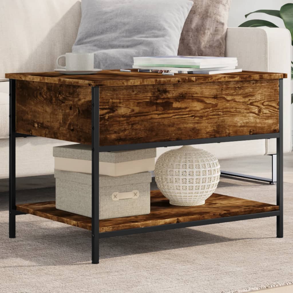 Salontafel 100X50X50 Cm Bewerkt Hout En Metaal Bruineikenkleur