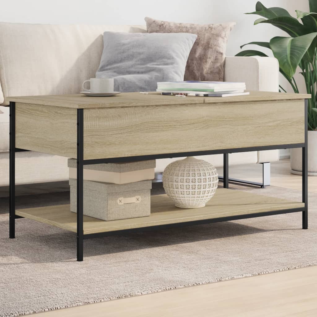 Salontafel 100X50X50 Cm Bewerkt Hout En Metaal Bruineikenkleur