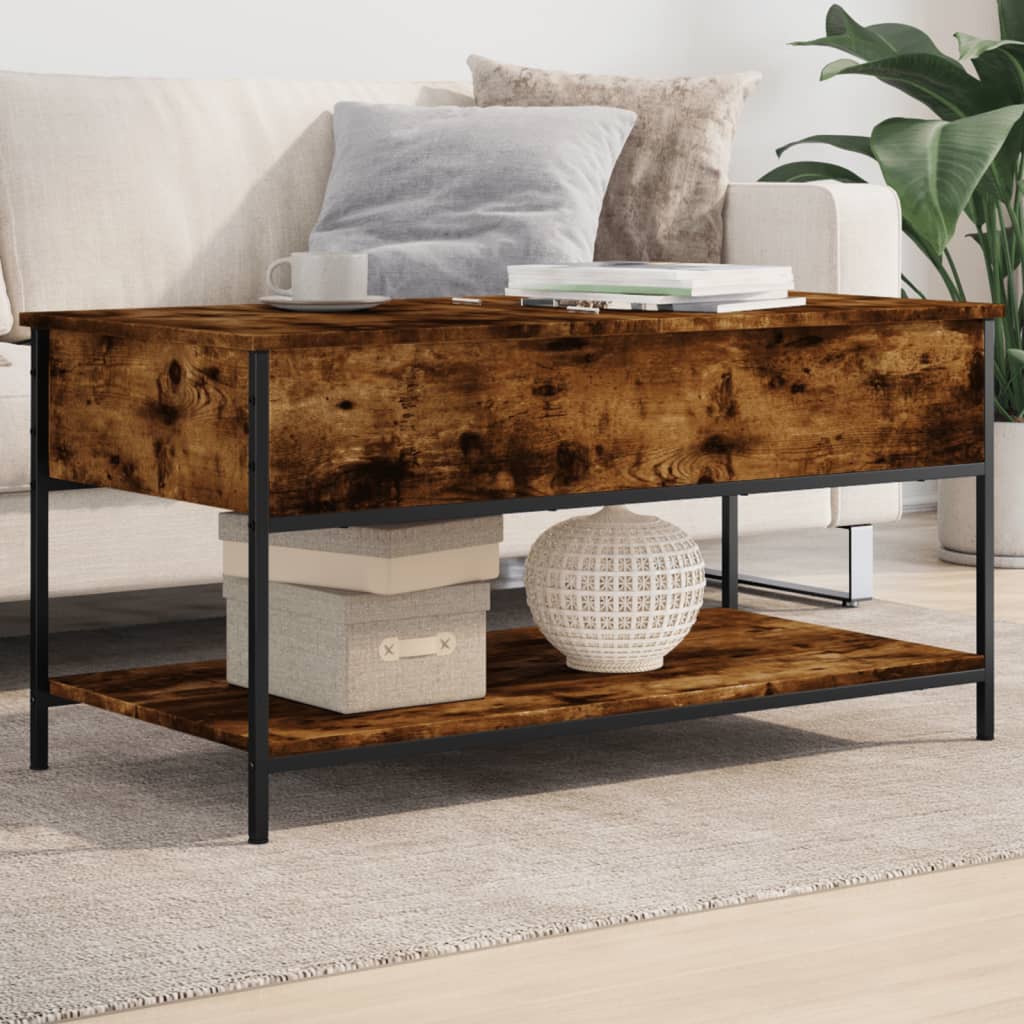 Salontafel 100X50X50 Cm Bewerkt Hout En Metaal Bruineikenkleur