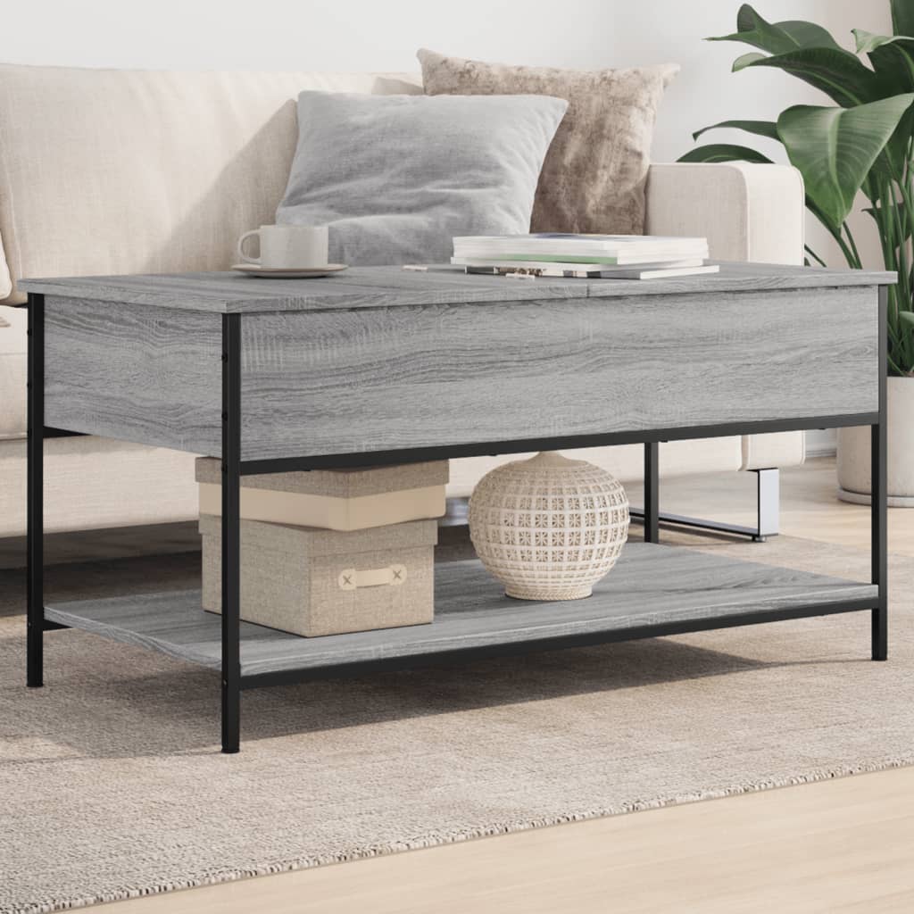 Salontafel 100X50X50 Cm Bewerkt Hout En Metaal Bruineikenkleur
