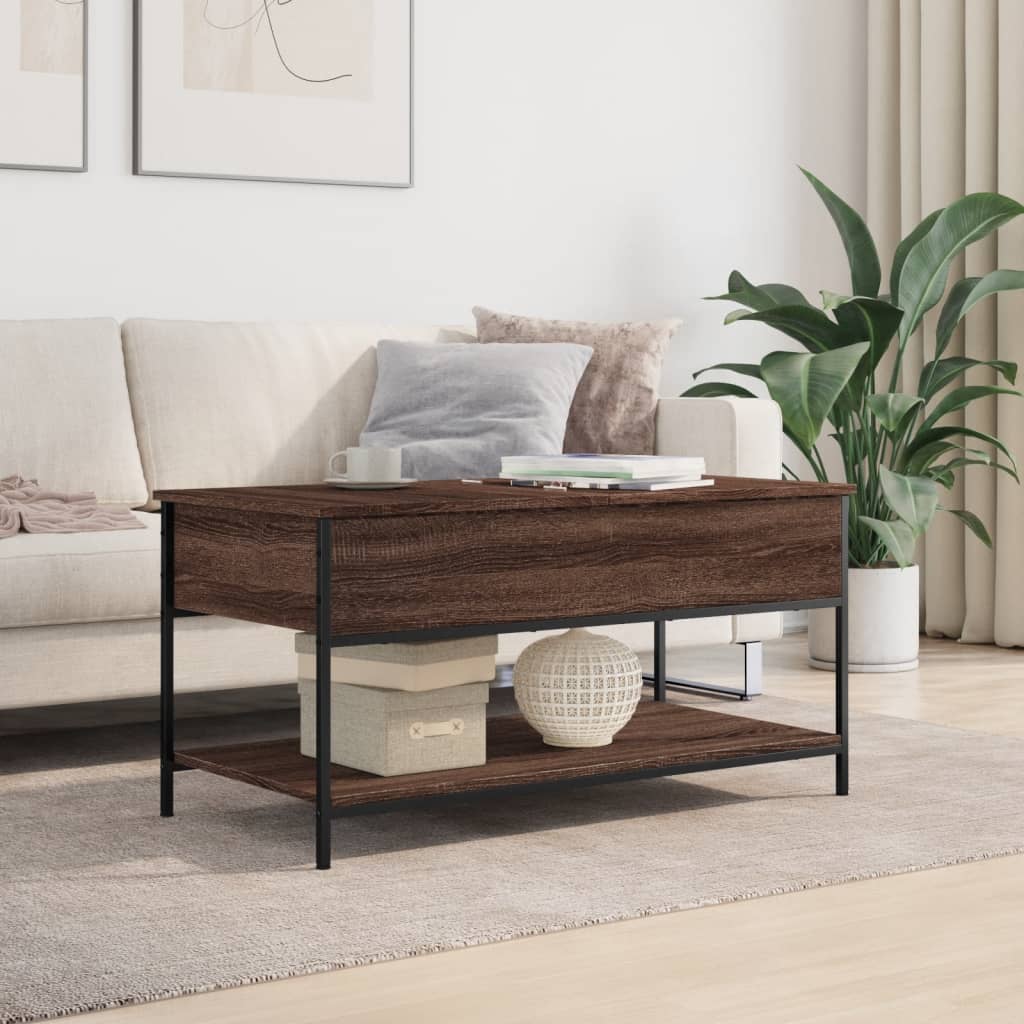 Salontafel 100X50X50 Cm Bewerkt Hout En Metaal Bruineikenkleur