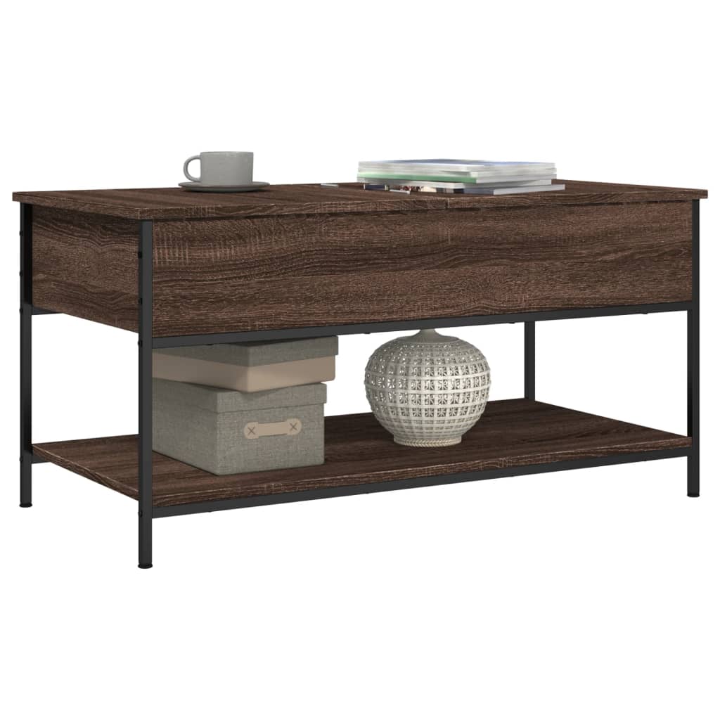 Salontafel 100X50X50 Cm Bewerkt Hout En Metaal Bruineikenkleur