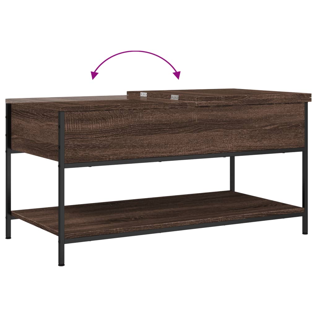 Salontafel 100X50X50 Cm Bewerkt Hout En Metaal Bruineikenkleur