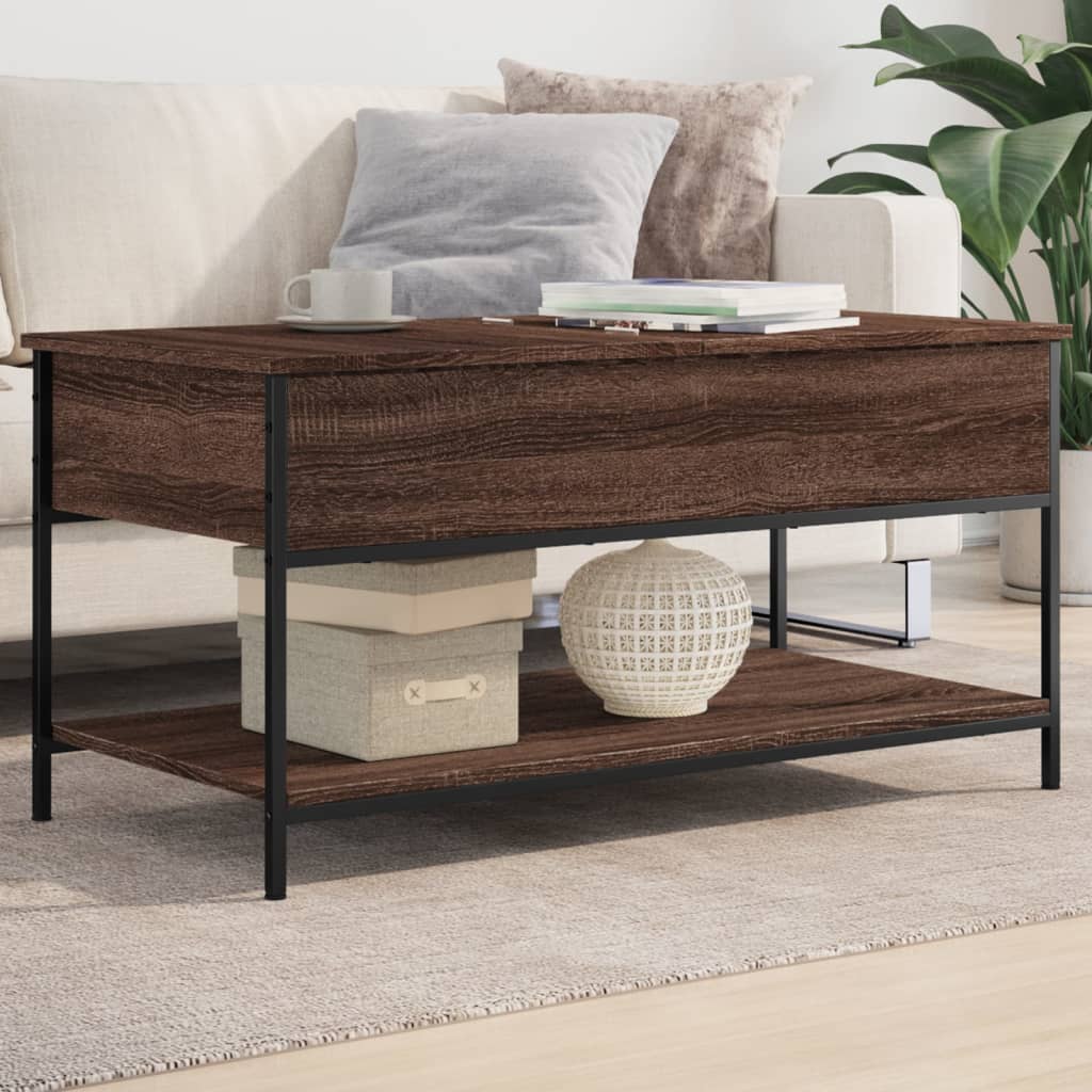 Salontafel 100X50X50 Cm Bewerkt Hout En Metaal Bruineikenkleur