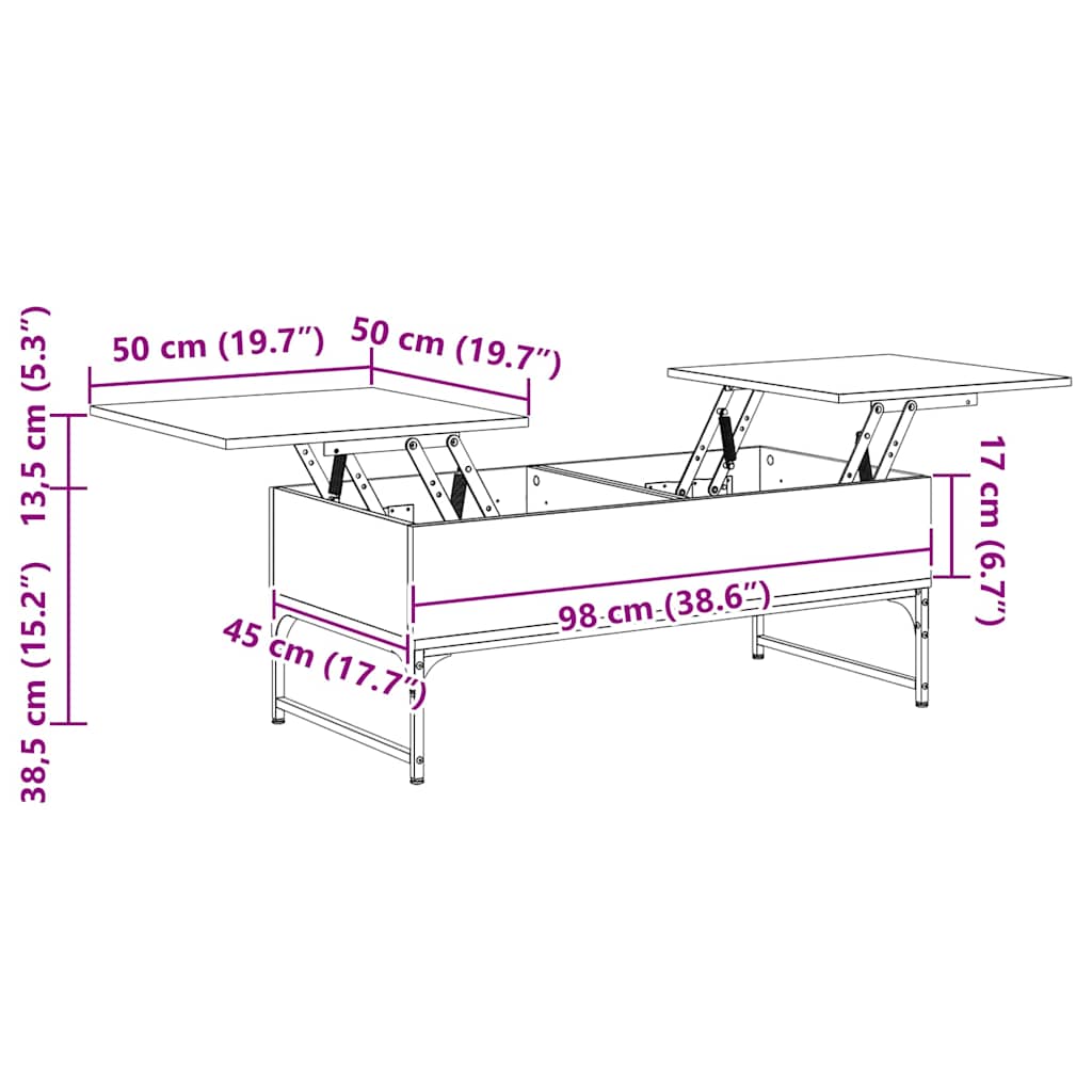 Salontafel 100X50X40 Cm Bewerkt Hout En Metaal