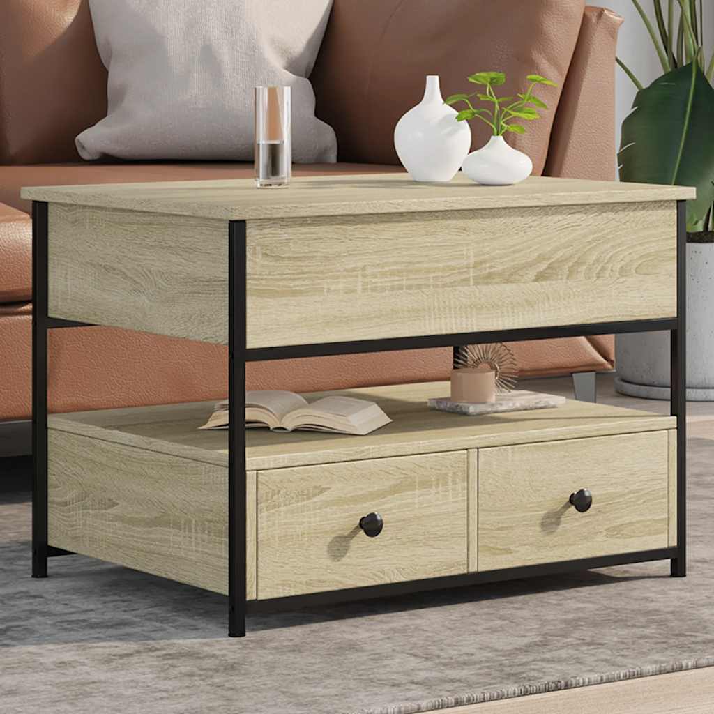 Salontafel 85X50X50 Cm Bewerkt Hout En Metaal Kleur