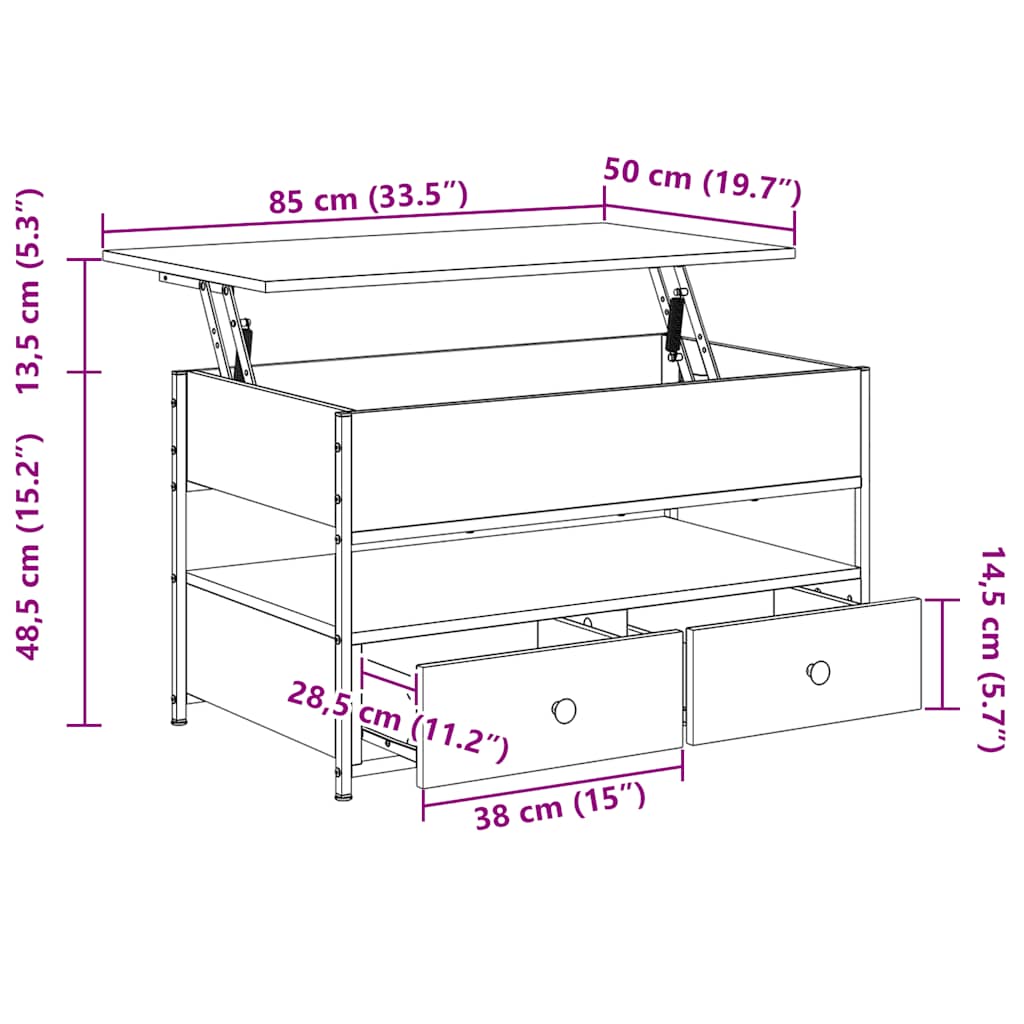 Salontafel 85X50X50 Cm Bewerkt Hout En Metaal Kleur