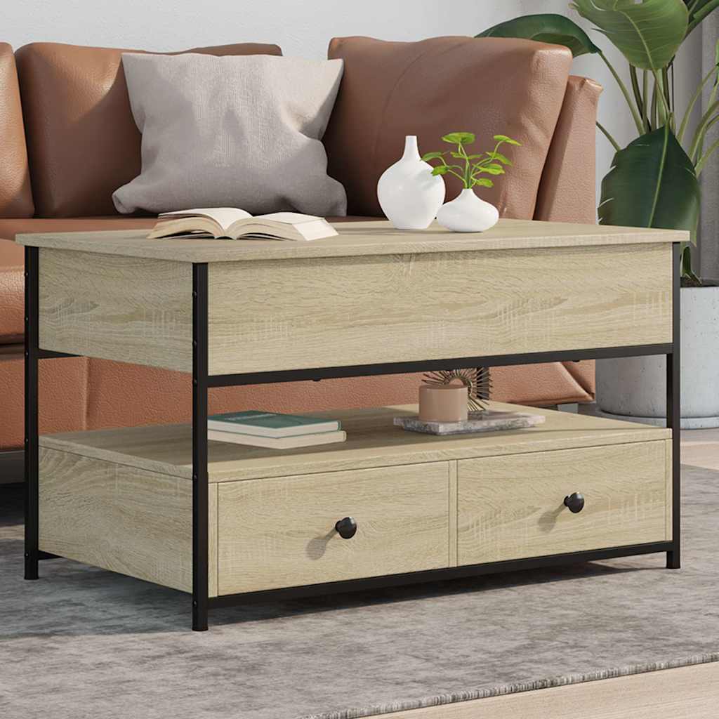 Salontafel 85X50X50 Cm Bewerkt Hout En Metaal Kleur