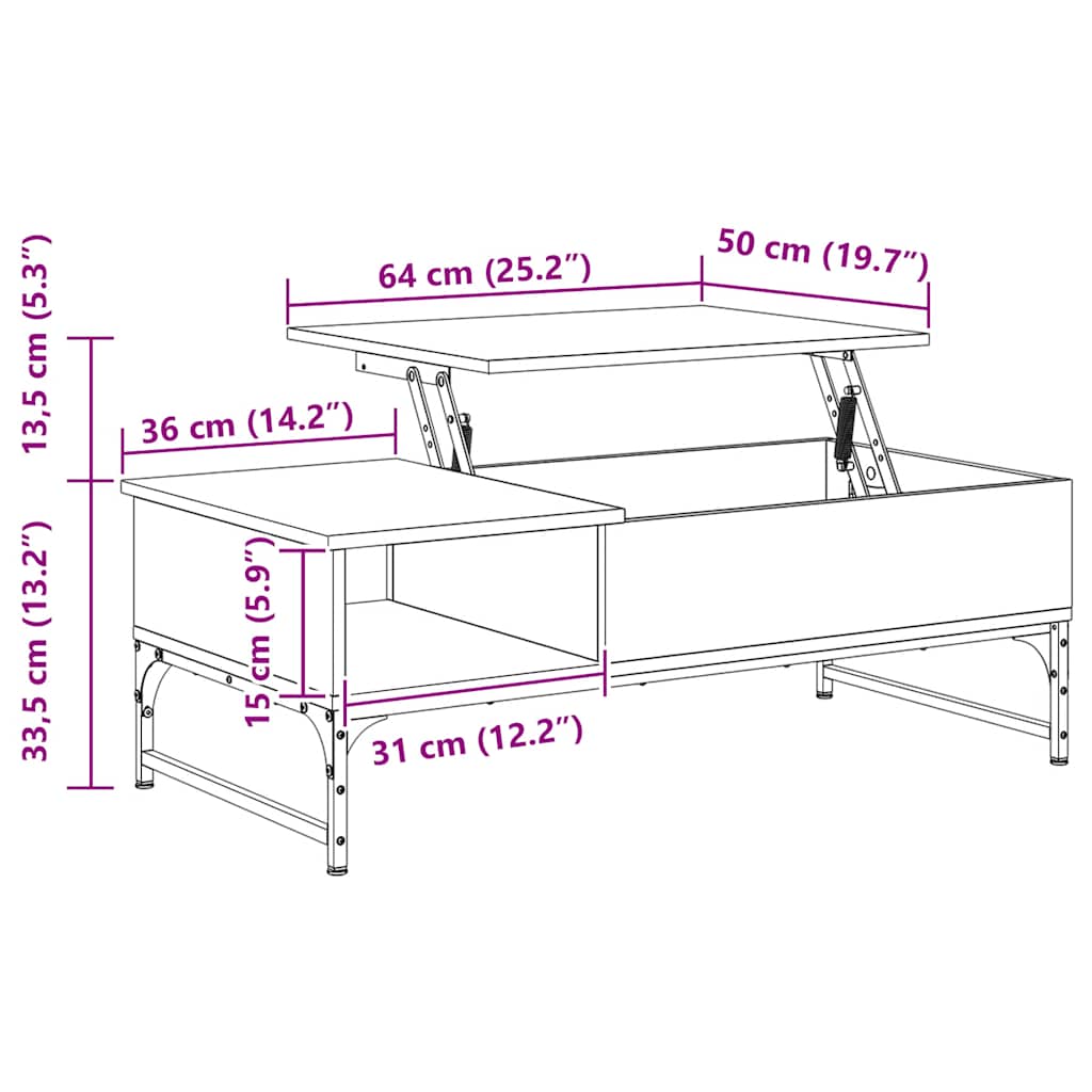 Salontafel 100X50X35 Cm Bewerkt Hout En Metaal