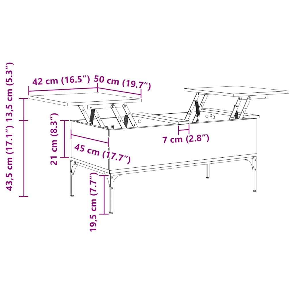 Salontafel 100X50X45 Cm Bewerkt Hout En Metaal
