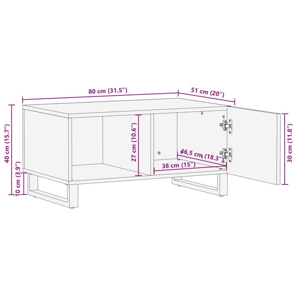 Salontafel 80X51X40 Cm