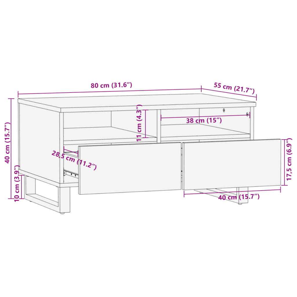 Salontafel 80X55X40 Cm