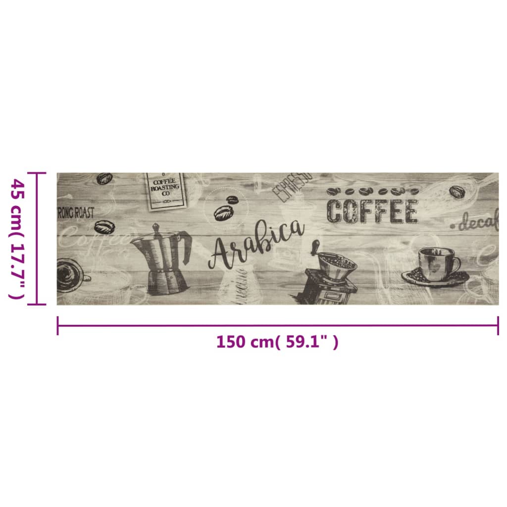 Keukenmat Wasbaar Koffieprint Fluweel Koffiekleurig En Grijs