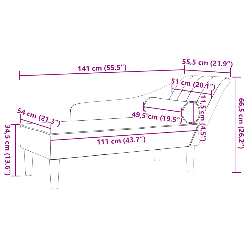 Chaise Longue Met Kussens Fluweel