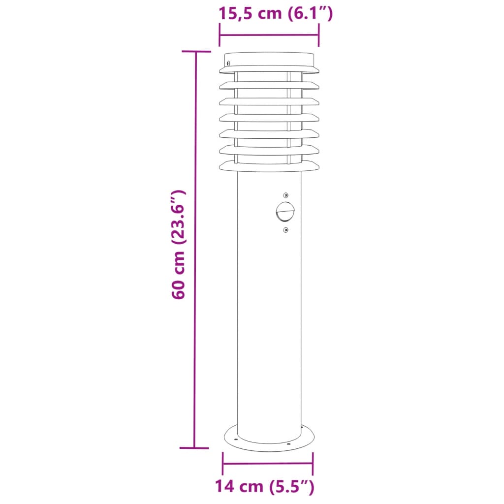 Vloerlamp Voor Buiten 60 Cm Roestvrijstaal Zilver