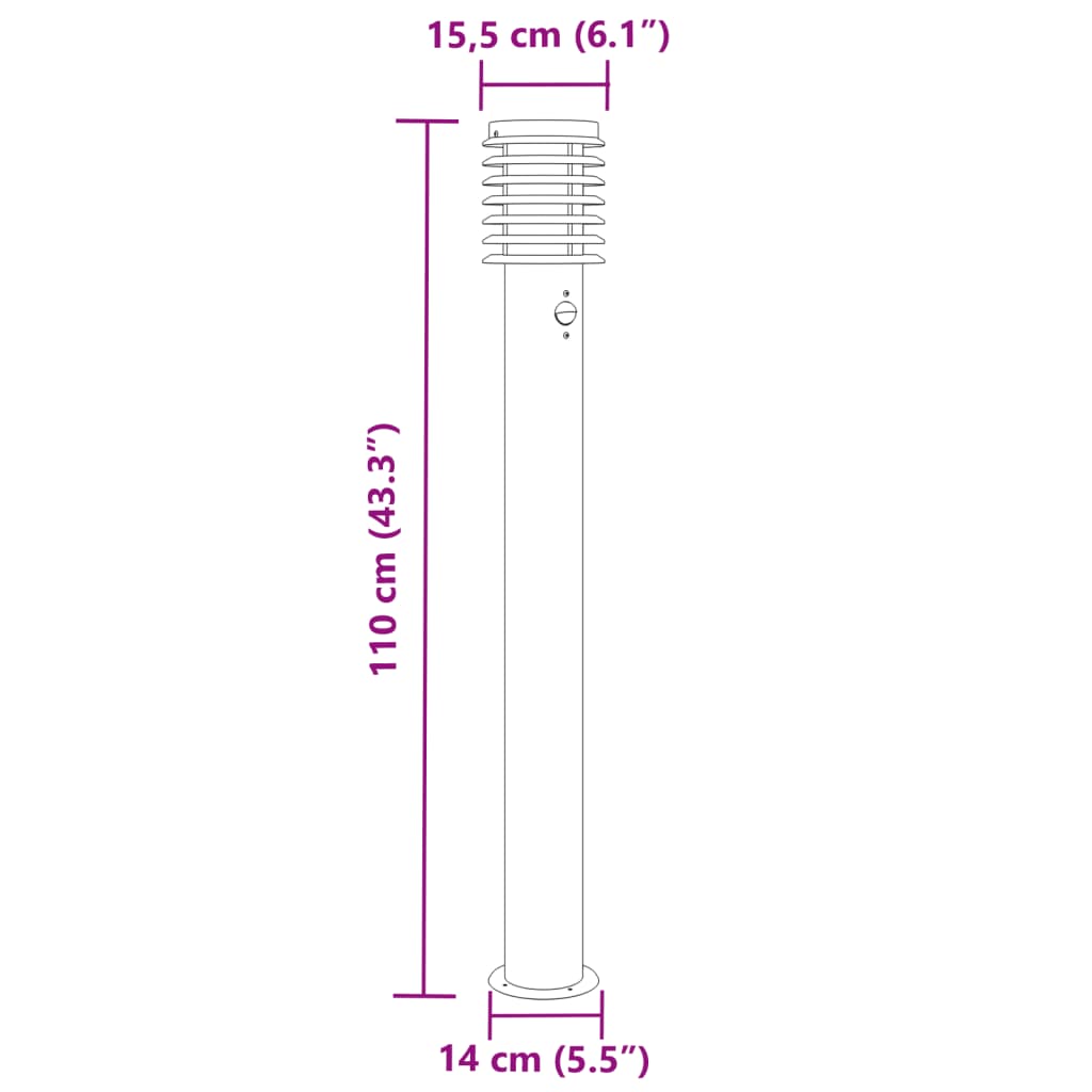 Vloerlamp Voor Buiten 110 Cm Roestvrijstaal Zwart