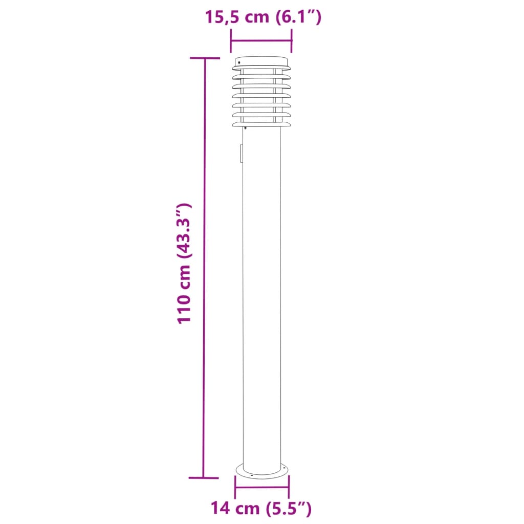 Buitenvloerlamp 110 Cm Roestvrijstaal Zilver