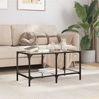 Salontafel Met Transparant Glazen Blad 98,5X50X40 Cm Staal