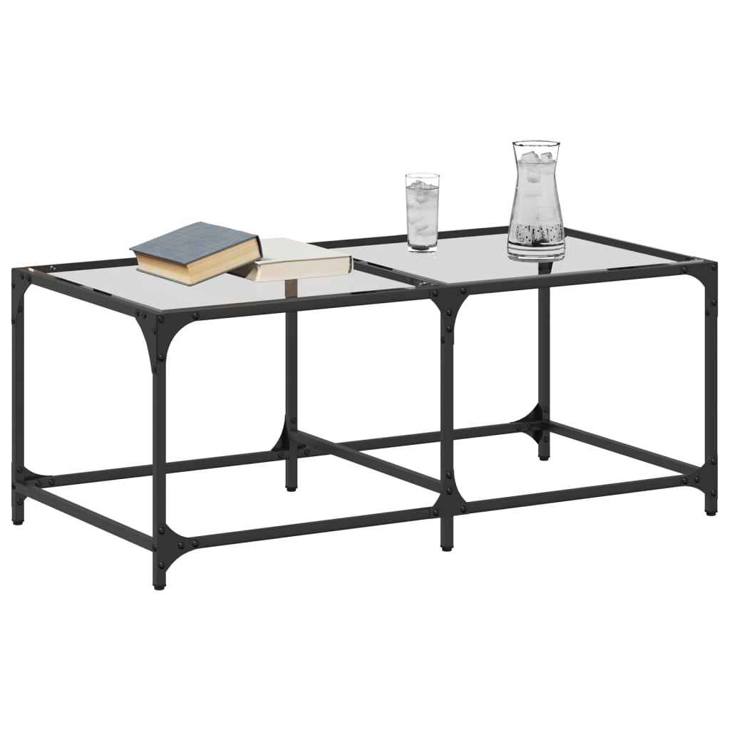 Salontafel Met Transparant Glazen Blad 98,5X50X40 Cm Staal