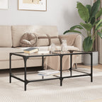Salontafel Met Transparant Glazen Blad 98,5X50X40 Cm Staal