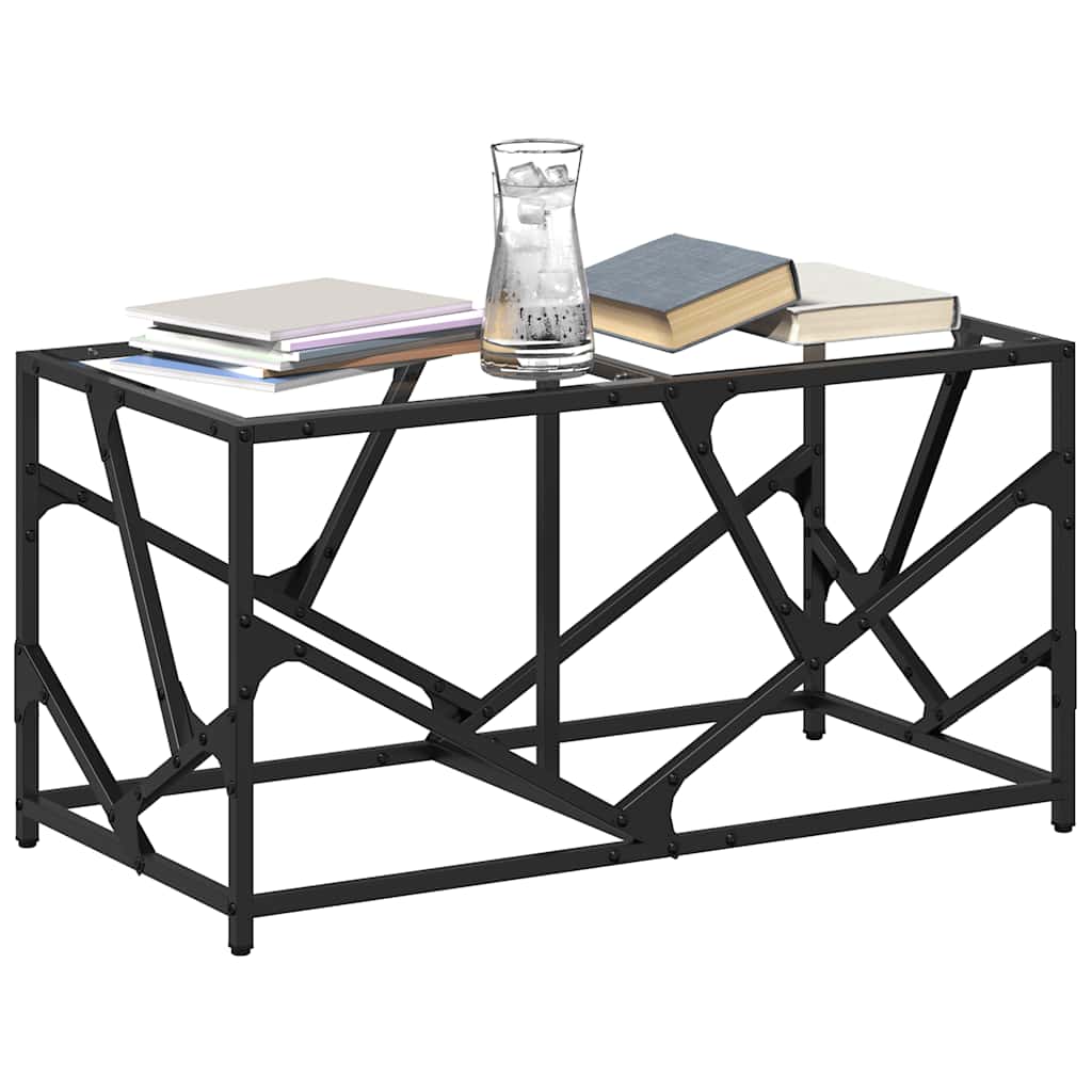 Salontafel Met Transparant Glazen Blad 78,5X40X41 Cm Staal