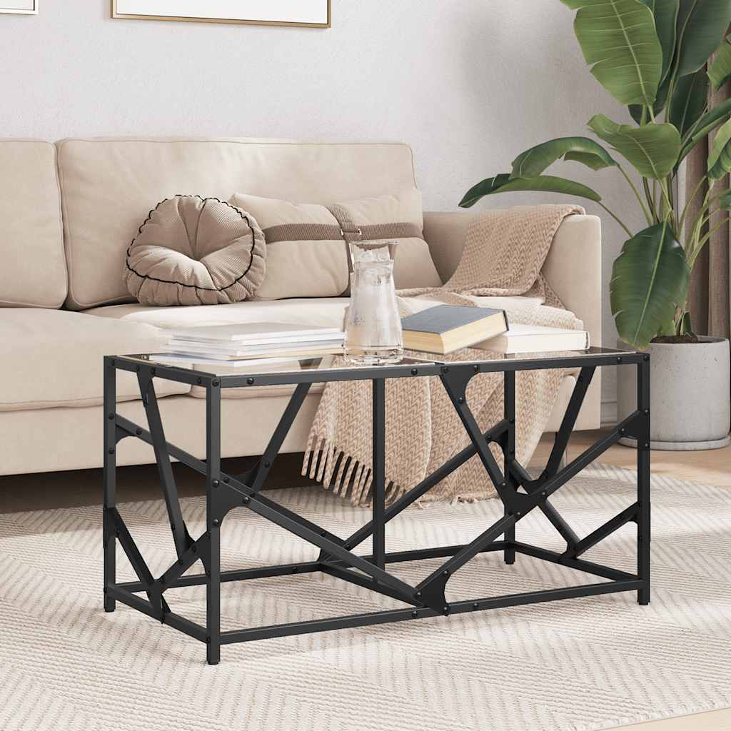 Salontafel Met Transparant Glazen Blad 78,5X40X41 Cm Staal