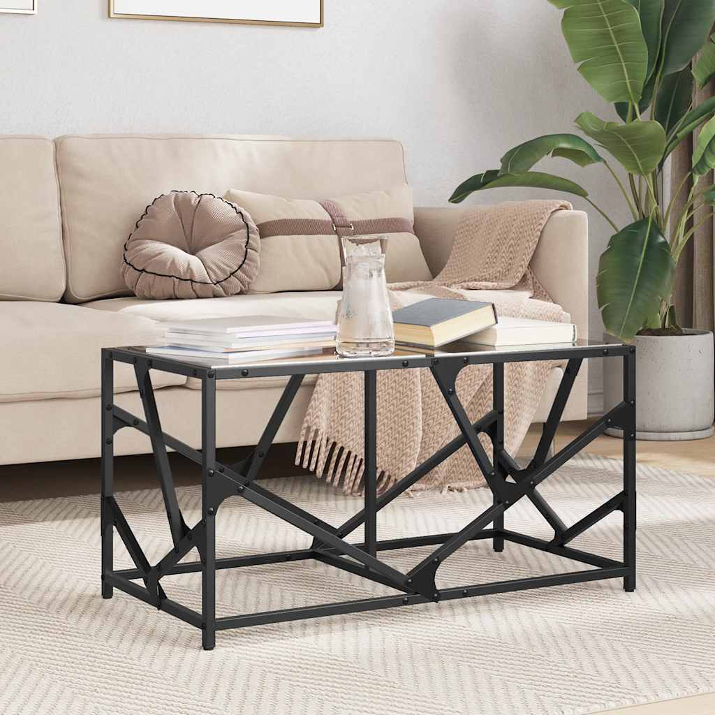 Salontafel Met Transparant Glazen Blad 78,5X40X41 Cm Staal