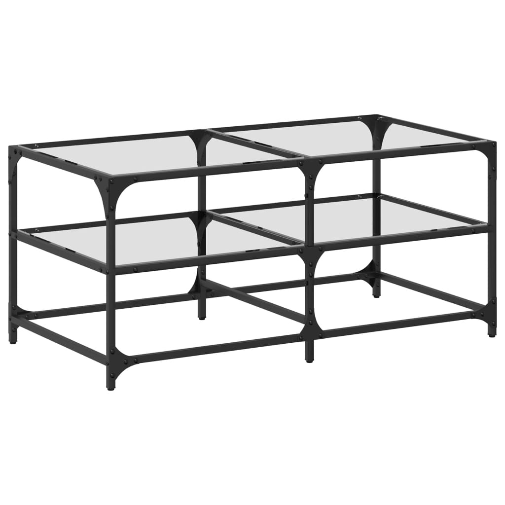 Salontafel Met Transparant Glazen Blad 98,5X50X45 Cm Staal