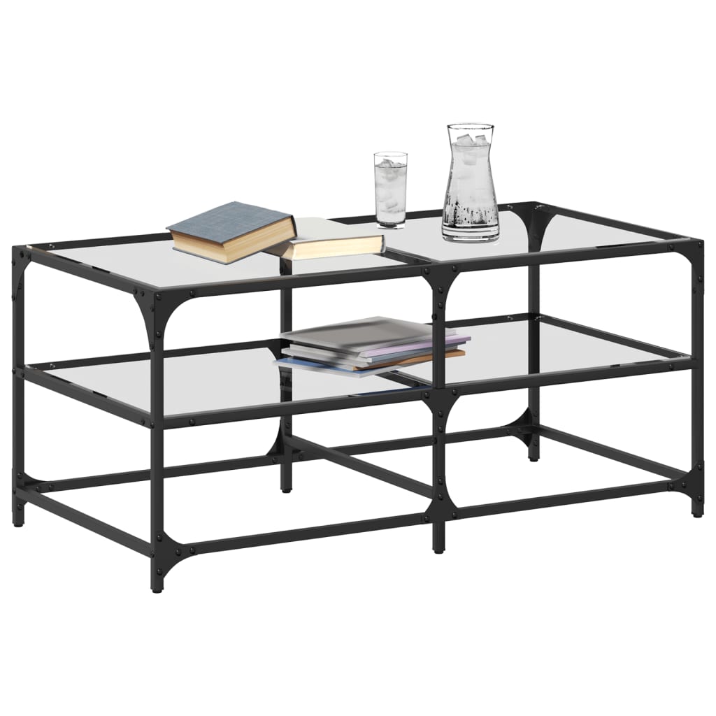 Salontafel Met Transparant Glazen Blad 98,5X50X45 Cm Staal