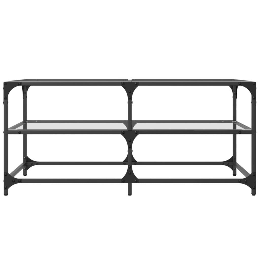 Salontafel Met Transparant Glazen Blad 98,5X50X45 Cm Staal