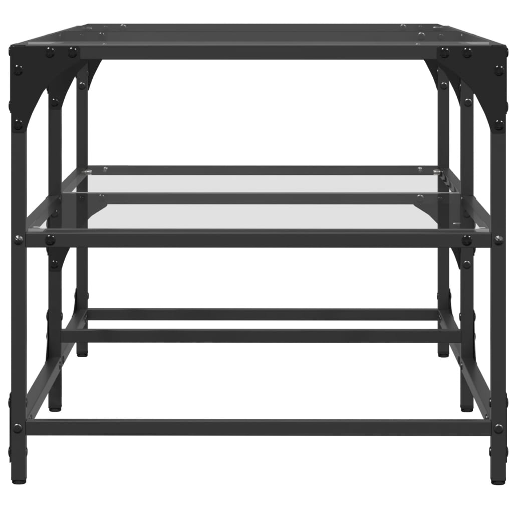 Salontafel Met Transparant Glazen Blad 98,5X50X45 Cm Staal