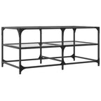 Salontafel Met Transparant Glazen Blad 98,5X50X45 Cm Staal