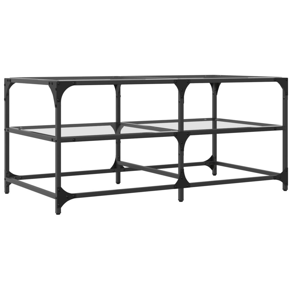 Salontafel Met Transparant Glazen Blad 98,5X50X45 Cm Staal