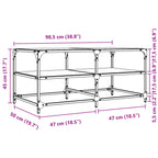 Salontafel Met Transparant Glazen Blad 98,5X50X45 Cm Staal