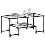 Salontafel Met Transparant Glazen Blad 98,5X50X45 Cm Staal