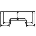 Salontafel Met Transparant Glazen Blad 98,5X50X45 Cm Staal