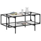 Salontafel Met Transparant Glazen Blad 98,5X50X45 Cm Staal