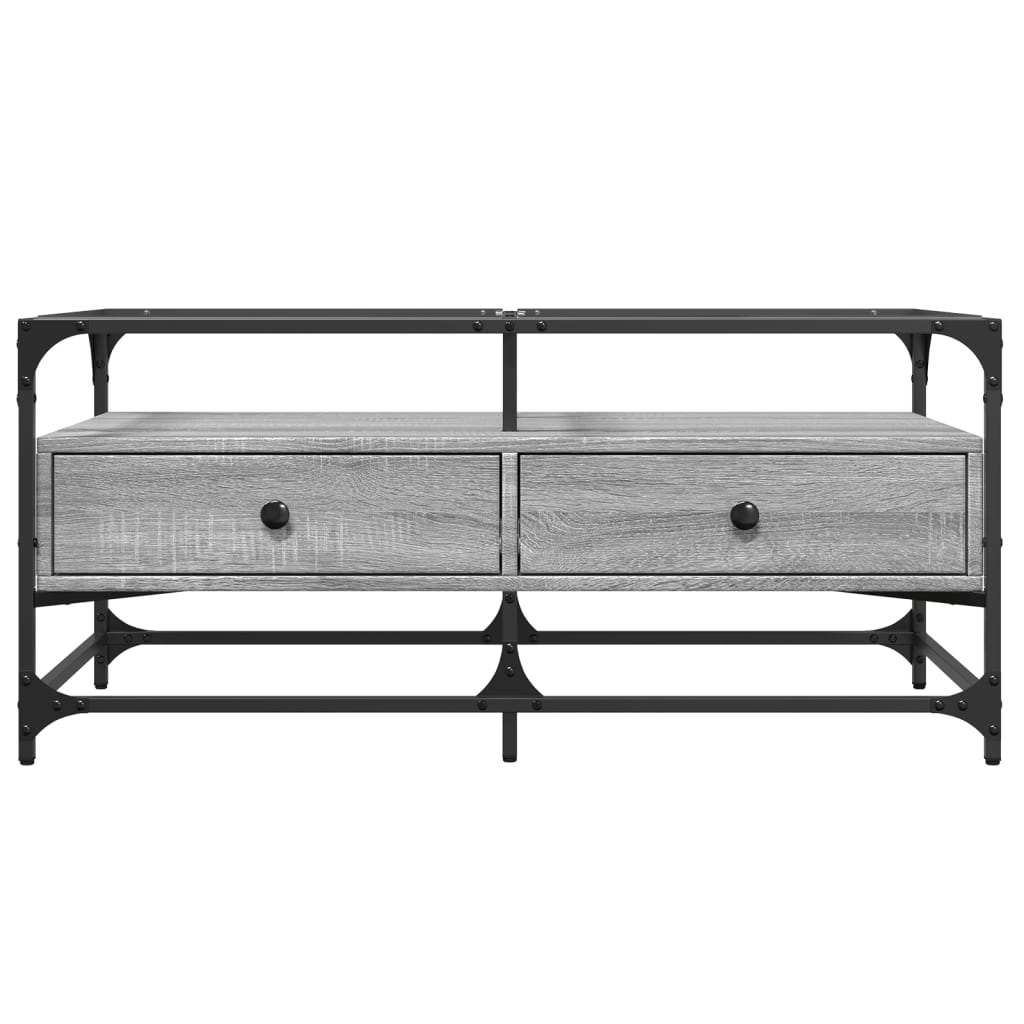 Salontafel Met Glazen Blad 98,5X50X45 Cm Staal