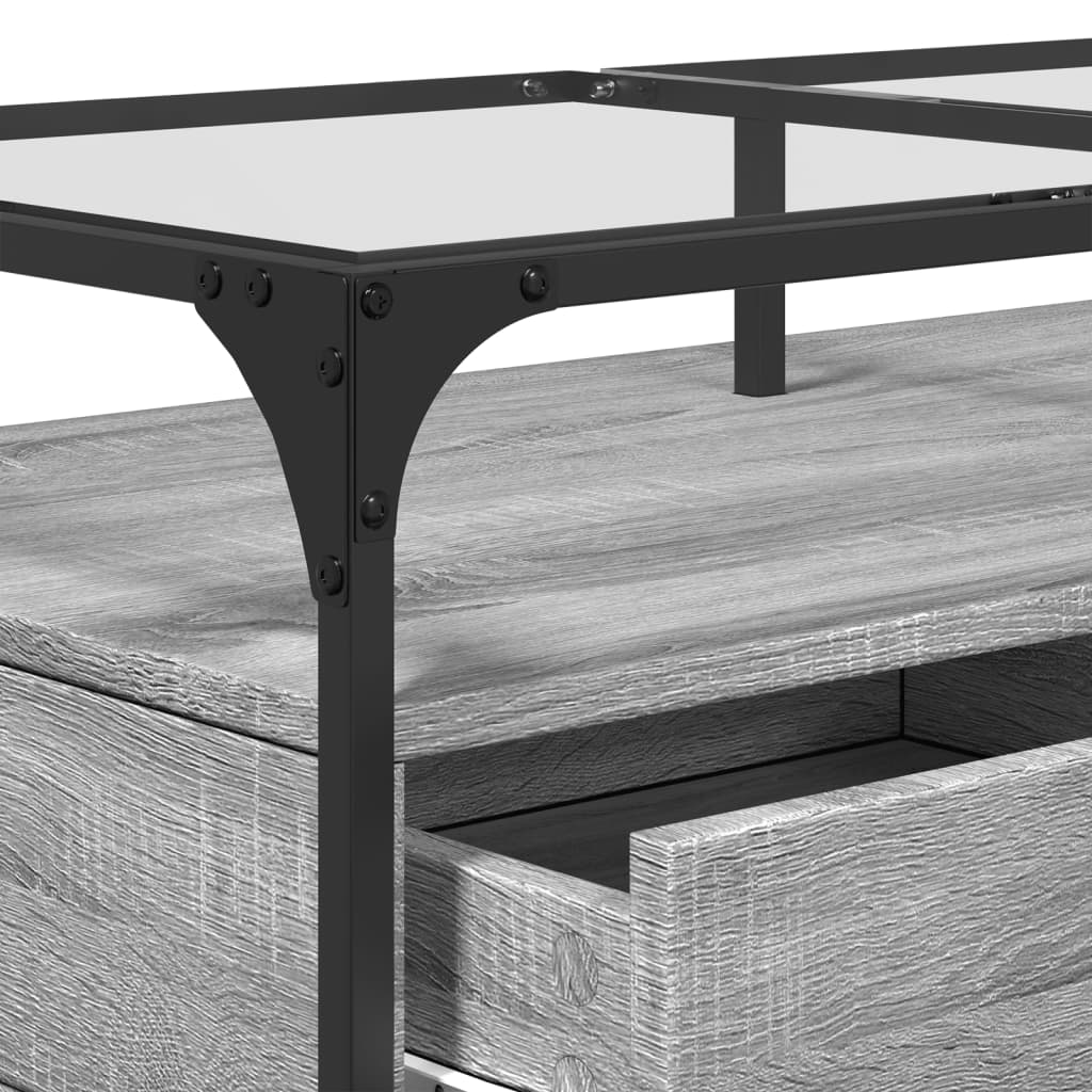 Salontafel Met Glazen Blad 98,5X50X45 Cm Staal