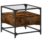 Salontafel Met Glazen Blad 50X50X45 Cm Staal