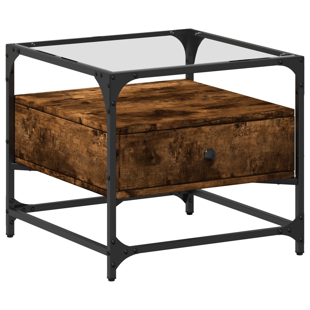 Salontafel Met Glazen Blad 50X50X45 Cm Staal