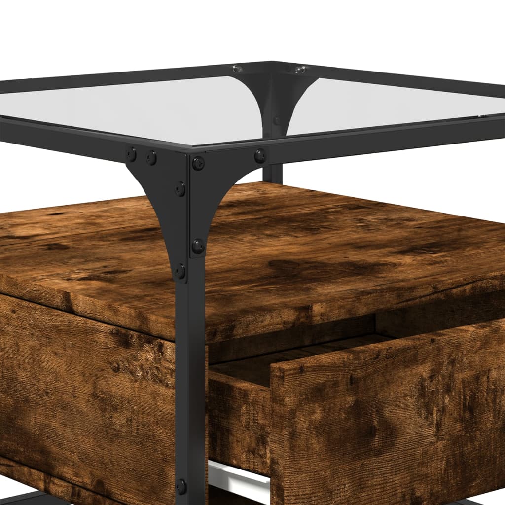 Salontafel Met Glazen Blad 50X50X45 Cm Staal