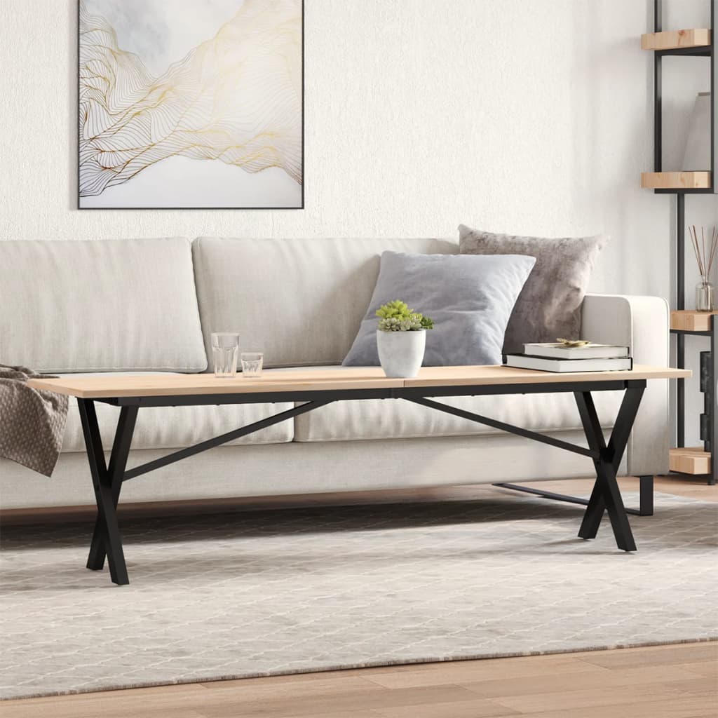 Eettafel 180X90X75,5 Cm Massief Grenenhout En Staal