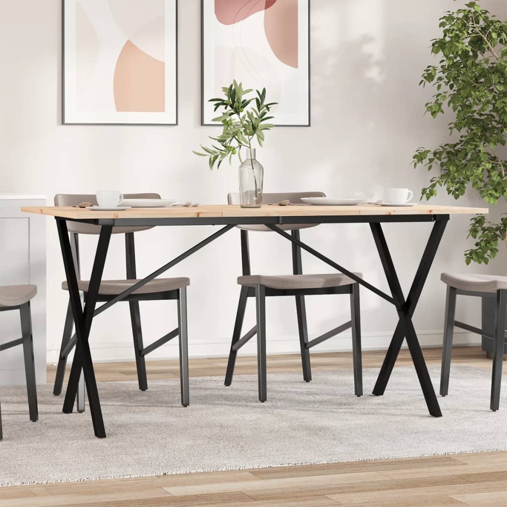 Eettafel 180X90X75,5 Cm Massief Grenenhout En Staal