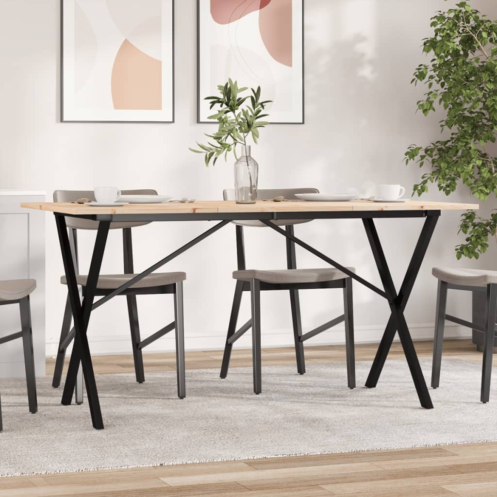 Eettafel 180X90X75,5 Cm Massief Grenenhout En Staal