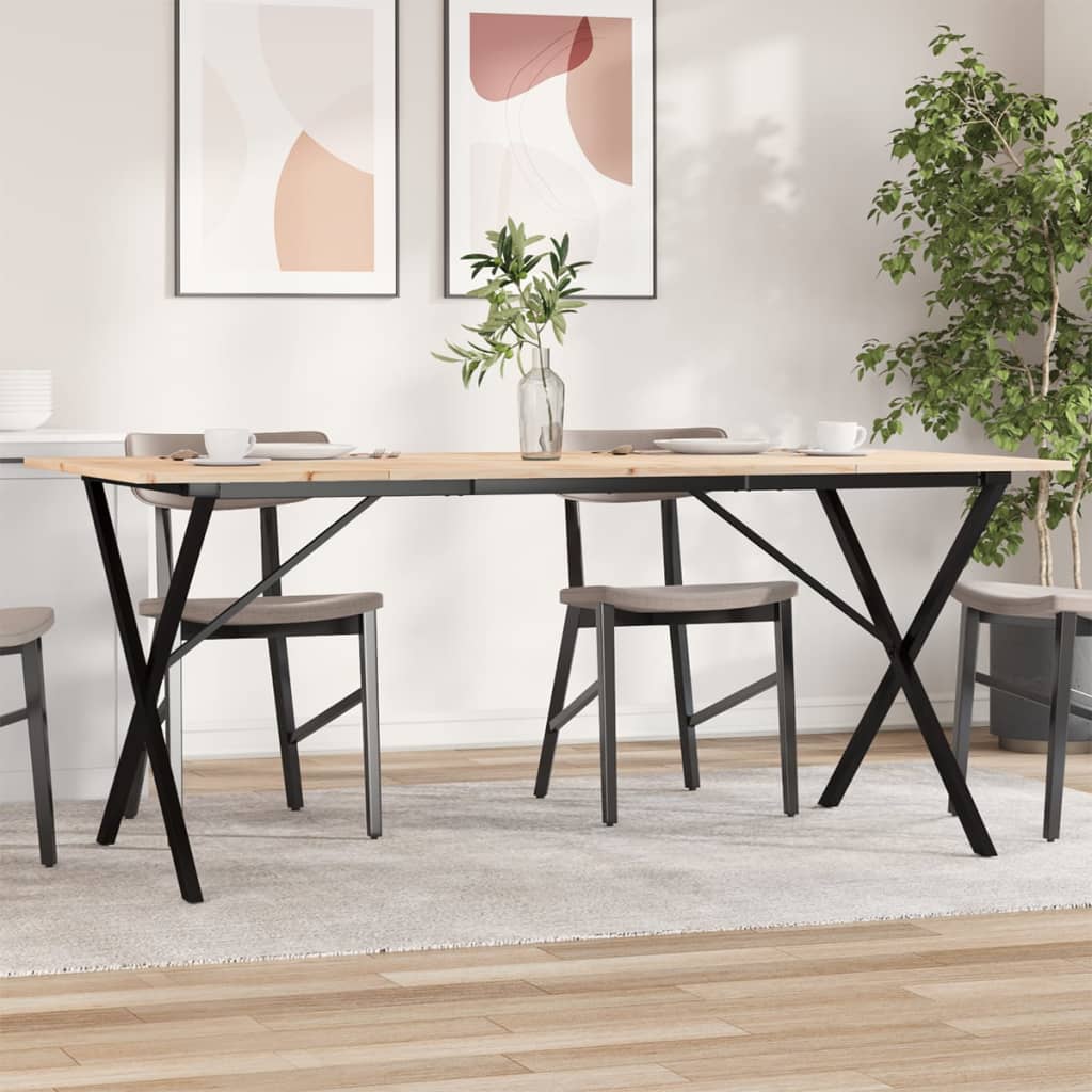 Eettafel 180X90X75,5 Cm Massief Grenenhout En Staal