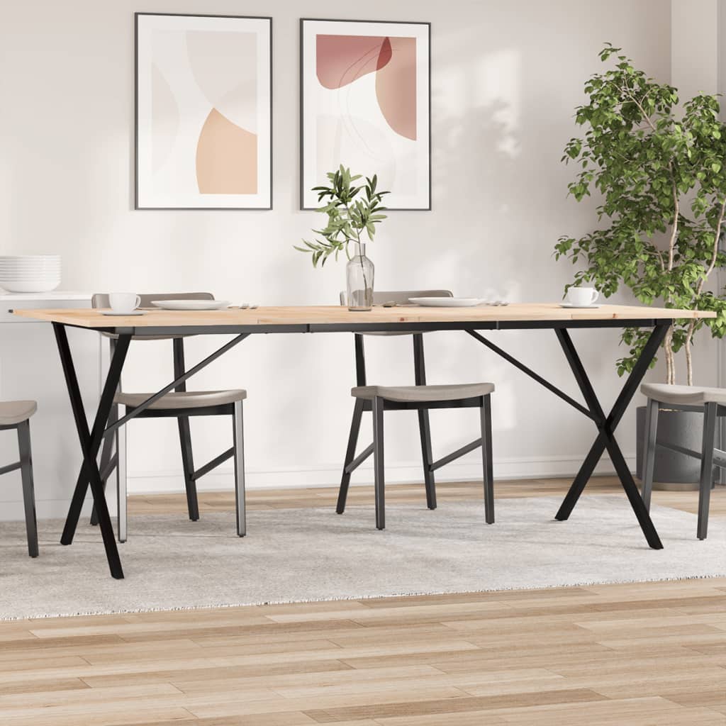 Eettafel 180X90X75,5 Cm Massief Grenenhout En Staal