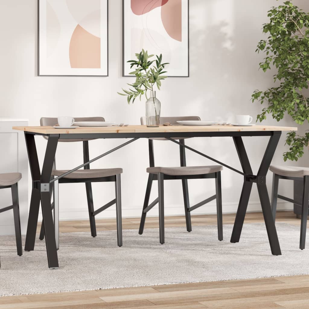 Eettafel 160X80X75,5 Cm Massief Grenenhout En Staal