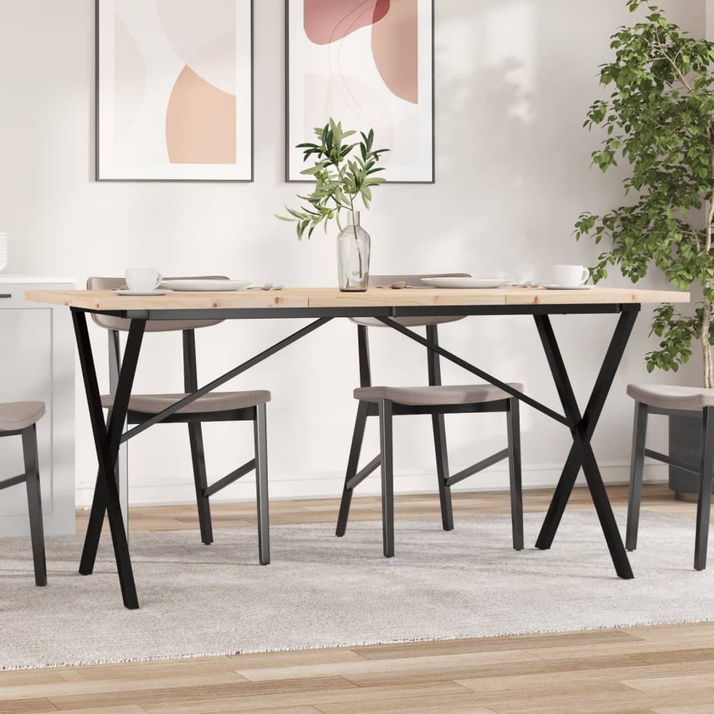 Eettafel 180X90X75,5 Cm Massief Grenenhout En Staal