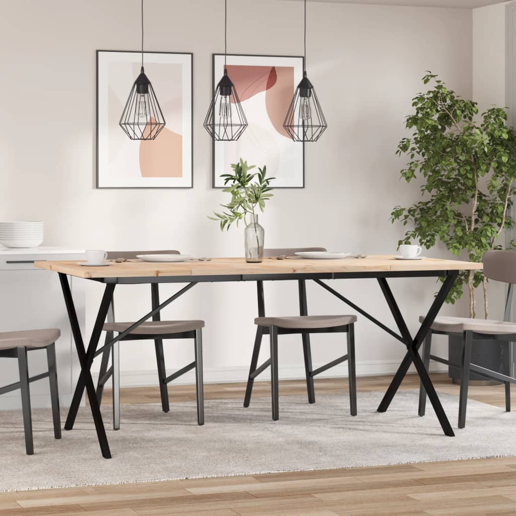 Eettafel 180X90X75,5 Cm Massief Grenenhout En Staal